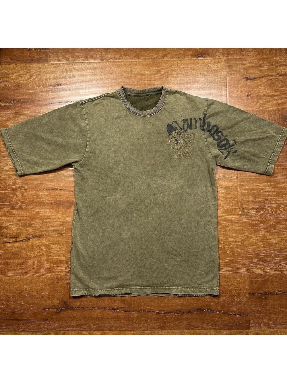 Vintage Mambosok T Shirt Mens L Green Acid Wash Skate Streetwear Mambo Sk8 VTG